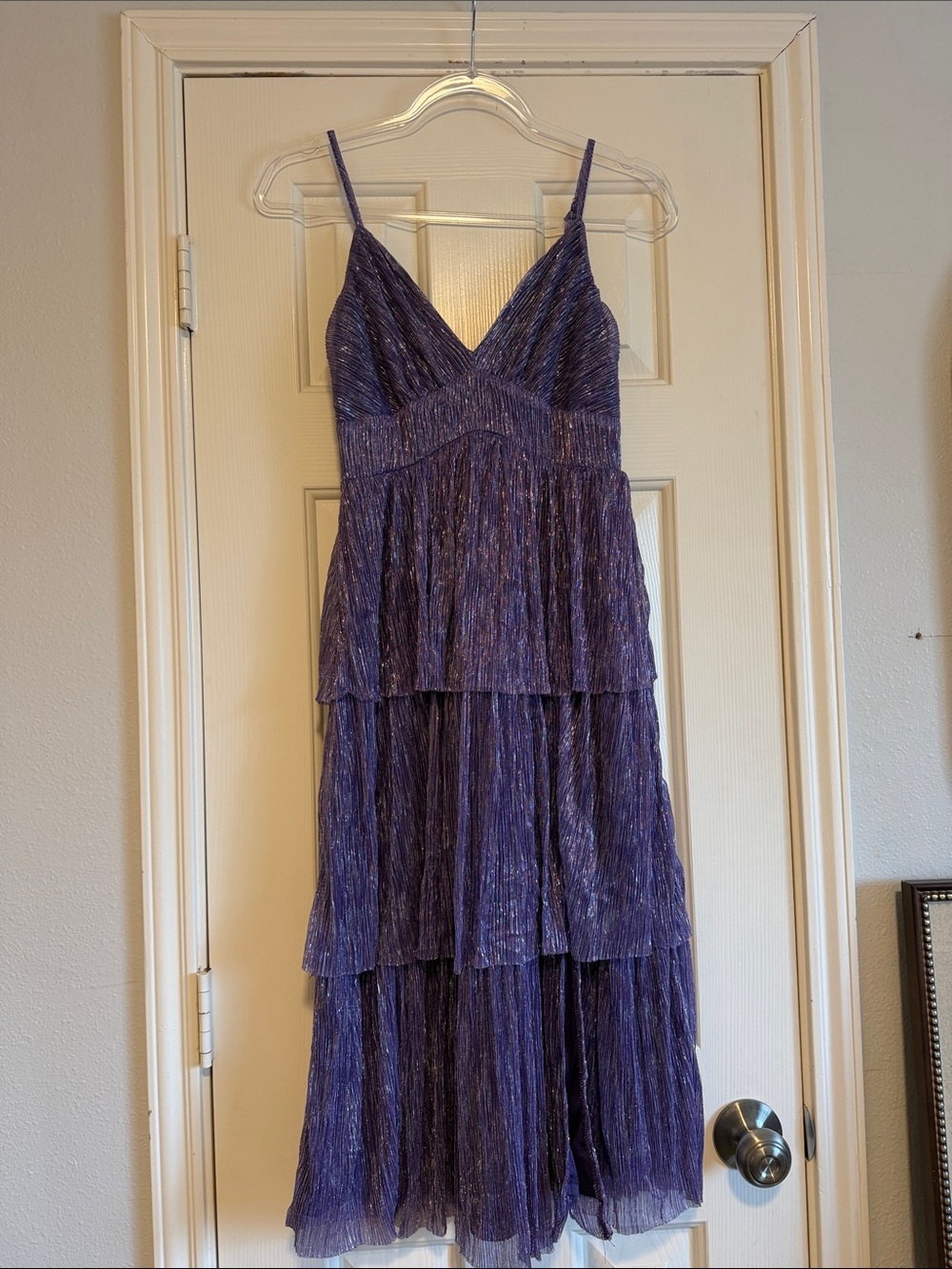 Tiered Purple V-Neck Maxi Dress - Elegant Evening Wear